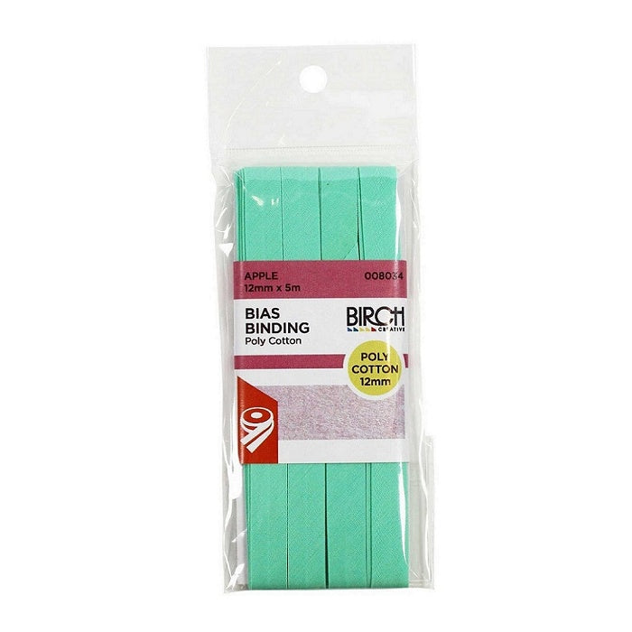 Pack of apple green bias binding with Birch branding.