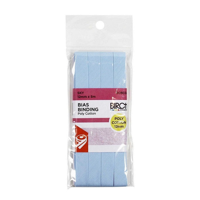 Pack of light blue bias binding with Birch branding.
