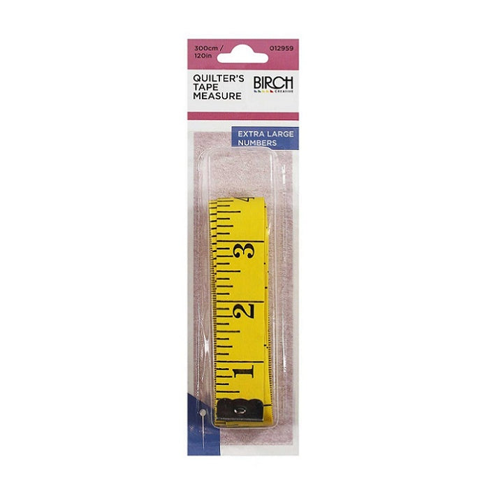 Packaged yellow tape measure with Birch branding.