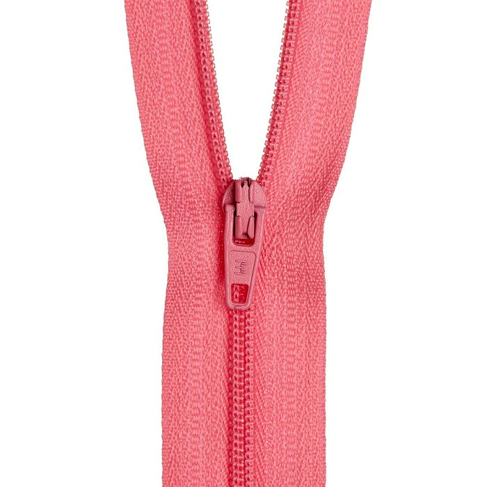 Orange pink nylon dress zip.