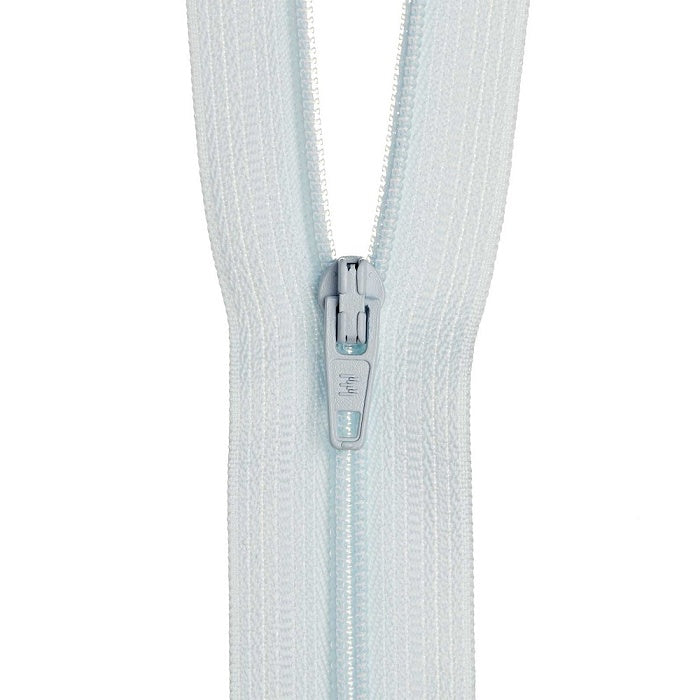 Pale blue nylon dress zip.