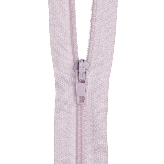 Pale purple nylon dress zip.