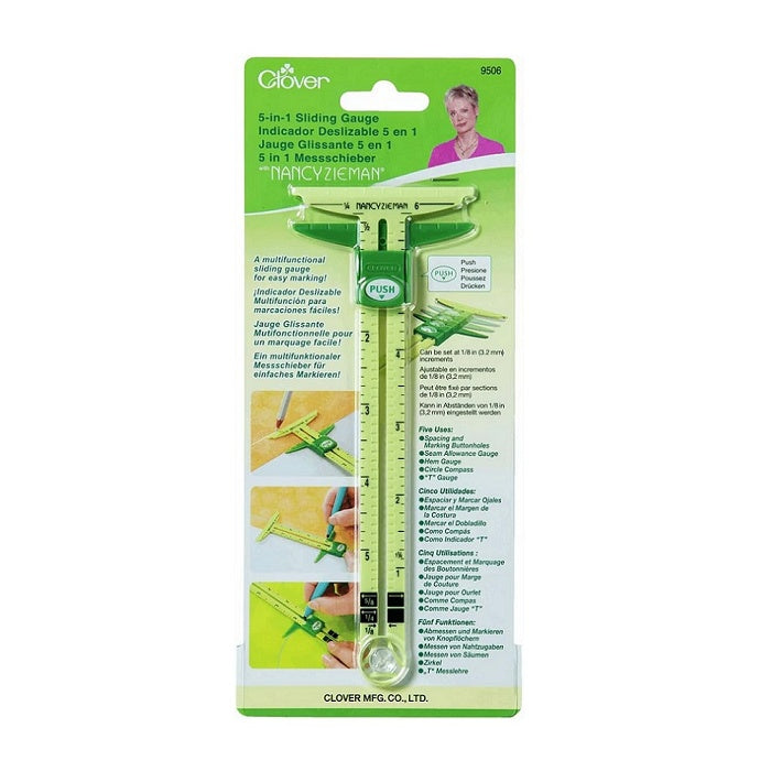 Packaged sliding gauge with Clover branding.