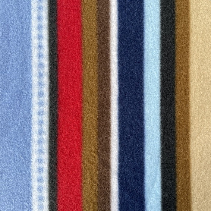 Fleece fabric with vertical stripes design.