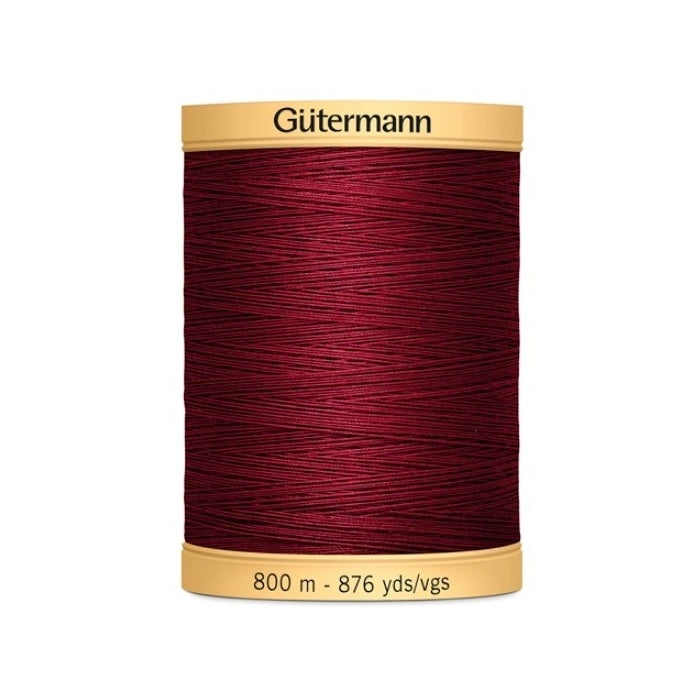 Spool of dark red thead with Gutermann 800m branding.