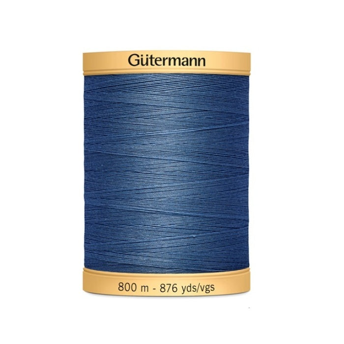Spool of blue thread with Gutermann 800m branding.