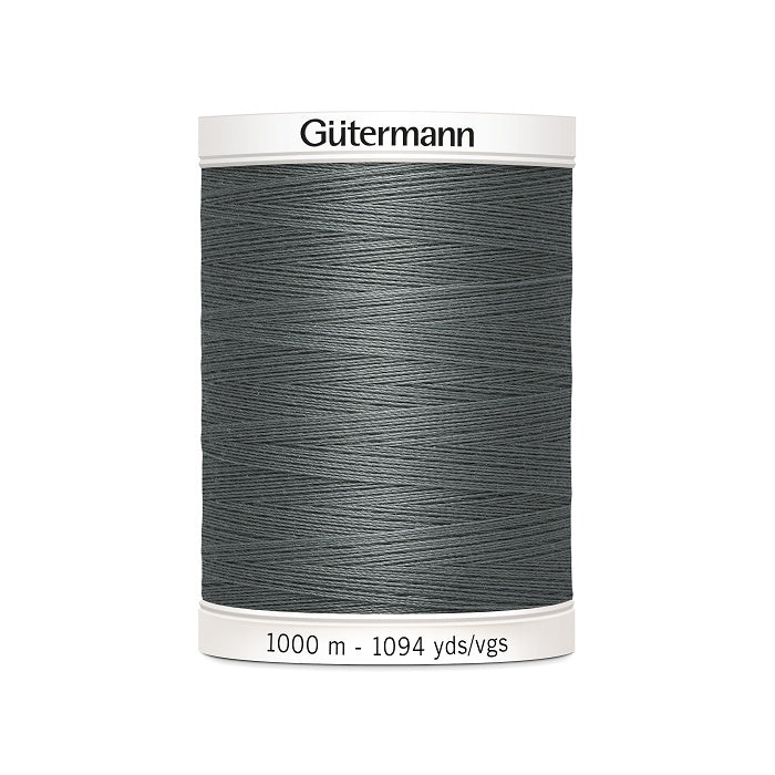 Grey sewing thread spool with Gutermann branding.