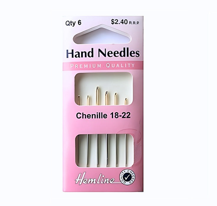 Pack of chenille hand needles with Hemline branding.