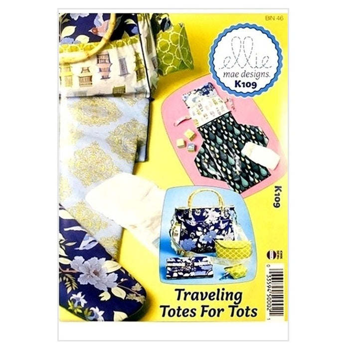 Sewing pattern cover with baby travel accessories.