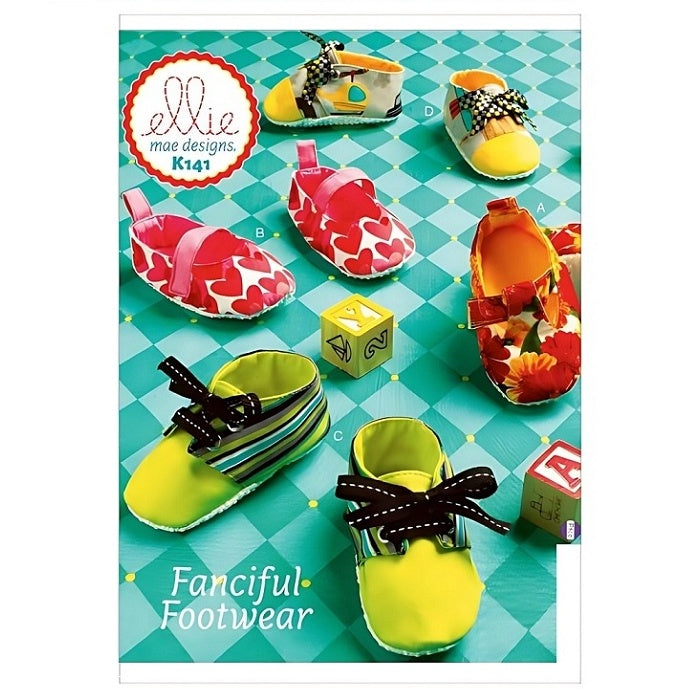 Pattern cover with fabric shoes for toddlers in bright colours.