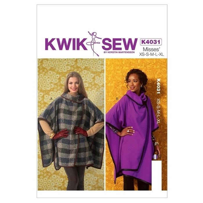 Sewing pattern cover with misses fold over collar wrap.