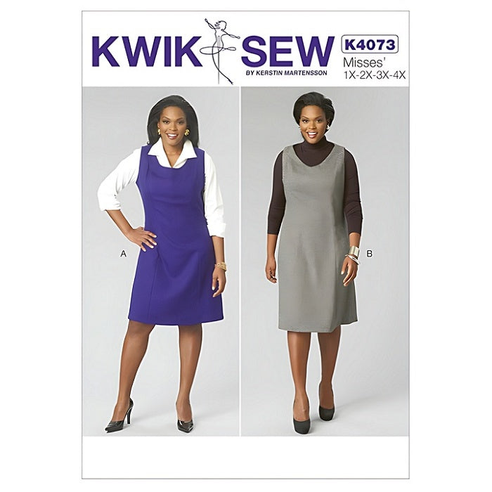 Sewing pattern cover with womens pinafore.