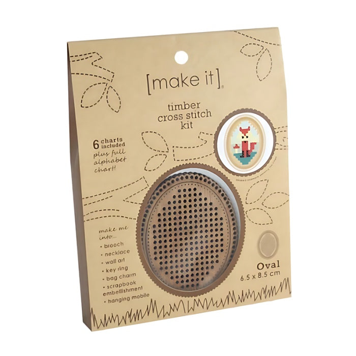 Oval design timber cross stitch kit.