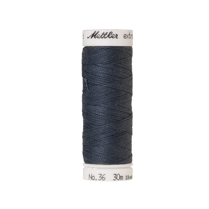 Spool of dark blue extra strong thread with Mettler branding.