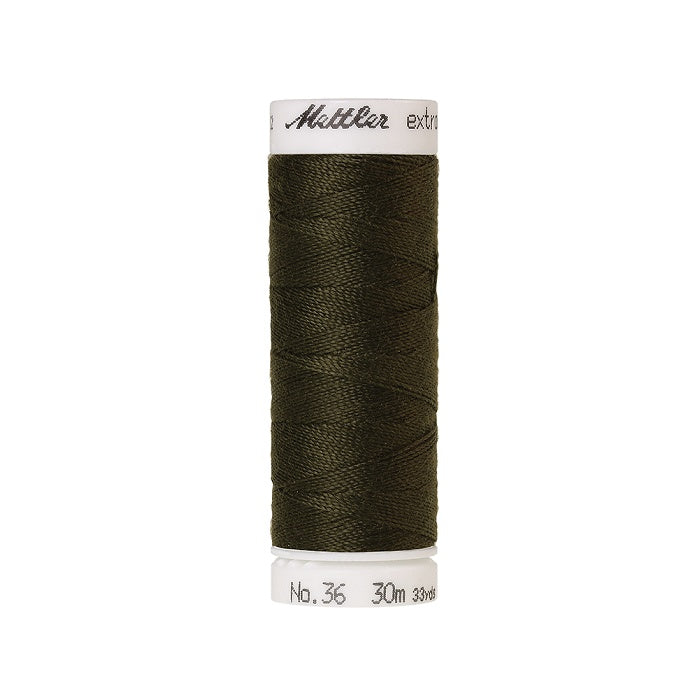 Spool of dark green extra strong thread with Mettler branding.