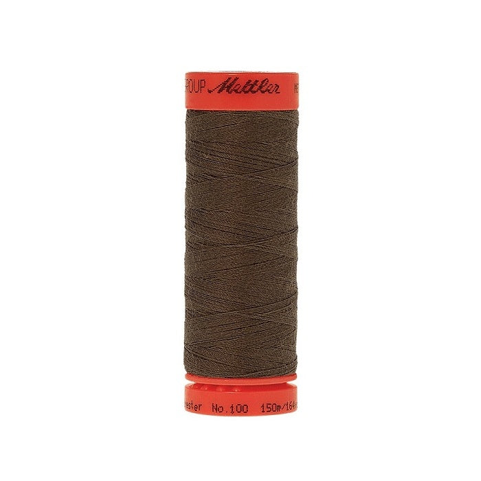 Spool of Mettler 150m dark brown thread.