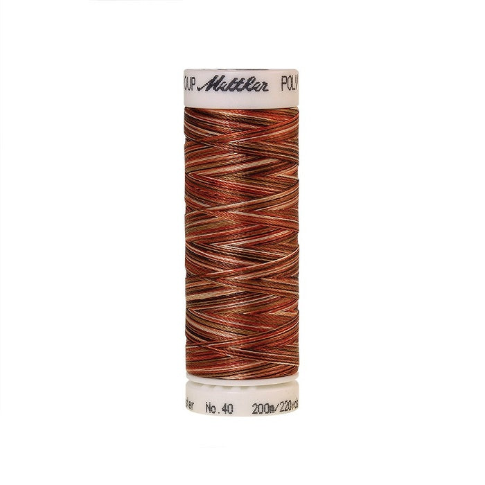 Spool of Mettler brown variegated thread.