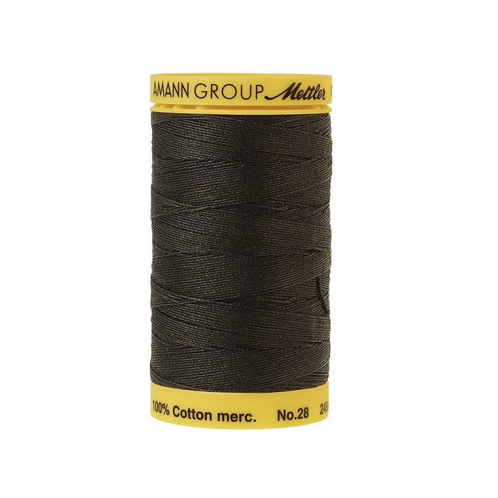 Black thread with Mettler Cotton 28 branding.