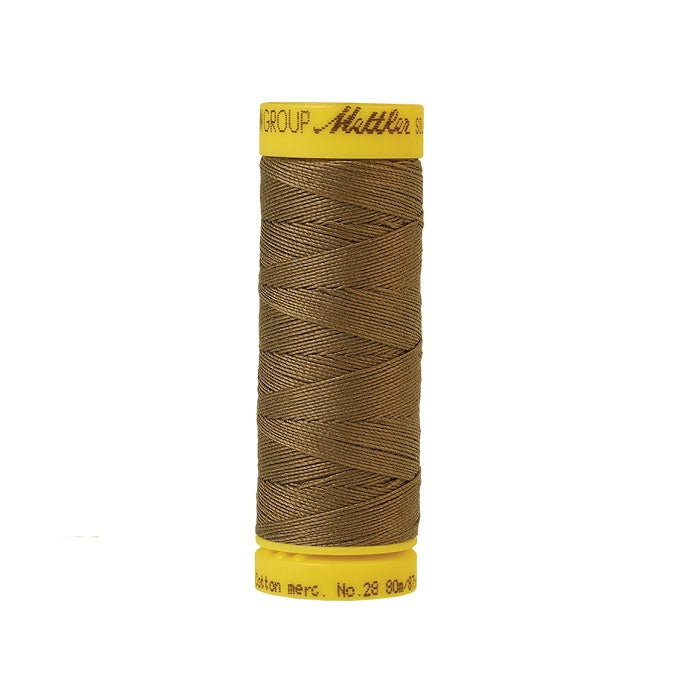 Brown thread with Mettler Cotton 28 branding.