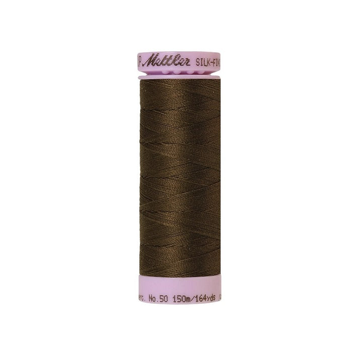 Olive brown thread with Mettler Cotton 50 branding.