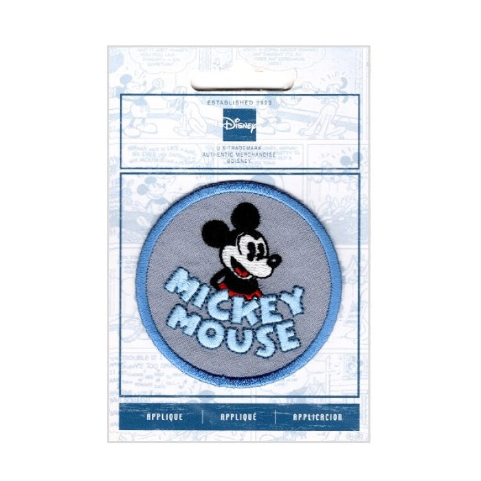 Mickey Mouse round patch applique in blue.