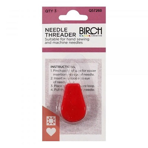 Small plastic and wire needle threader pack, Birch brand.
