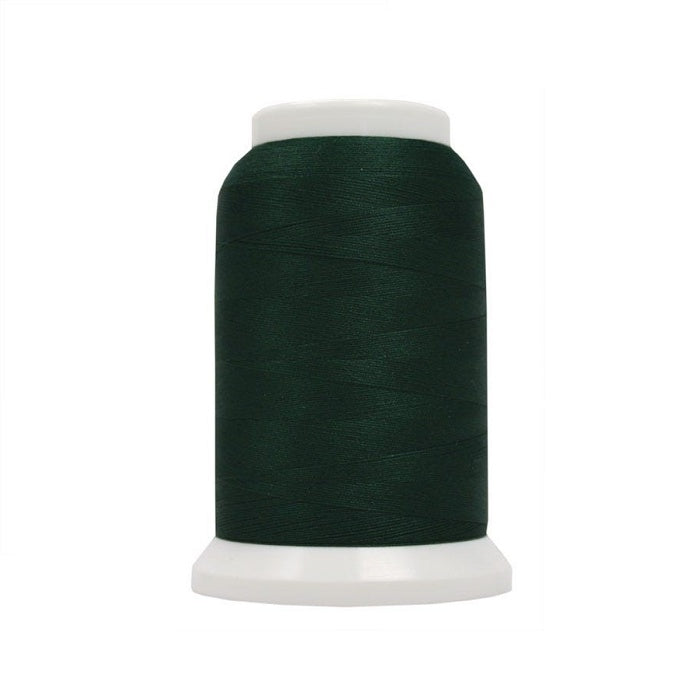 Spool of dark green woolly poly thread.