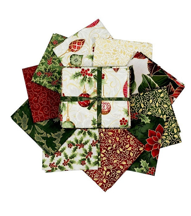 Folded fabric squares fanned in a circular layout.