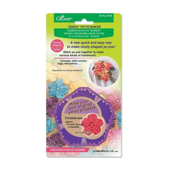 Small flower-shaped yo-yo maker in Clover packaging.