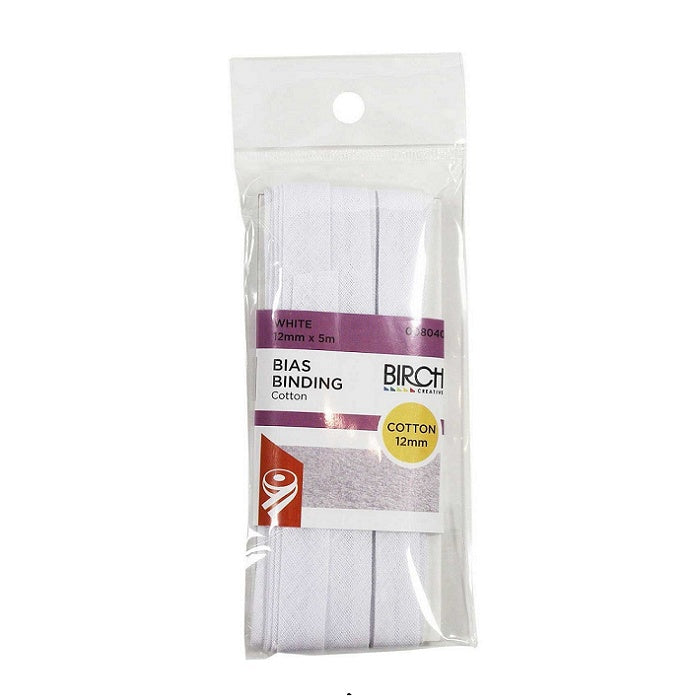 Packaged white cotton bias.