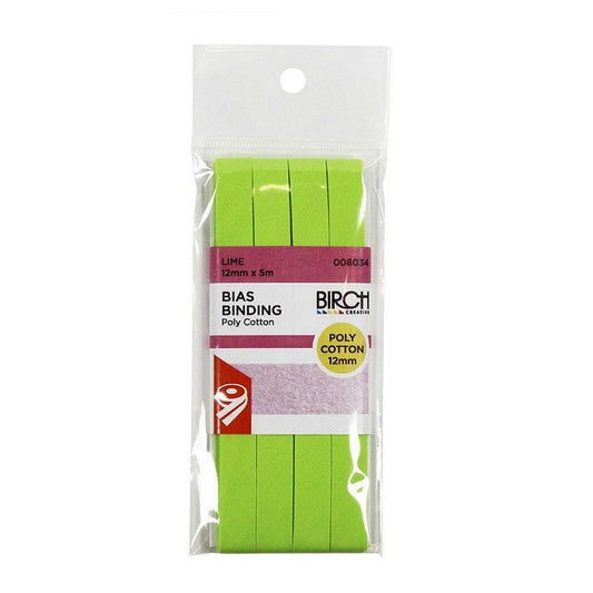 Pack of bright green bias binding with Birch branding.