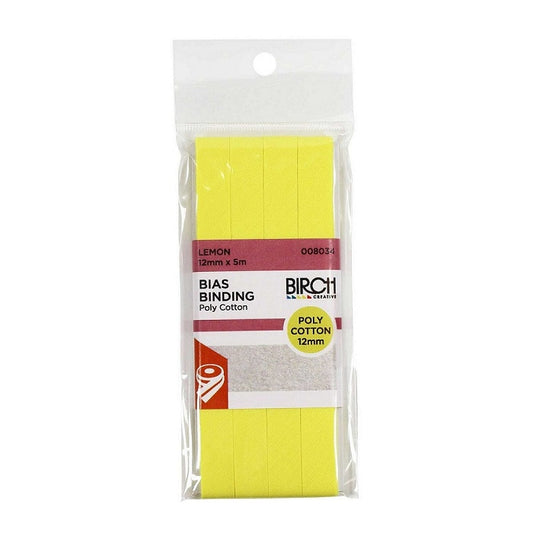 Pack of lemon yellow bias binding with Birch branding.