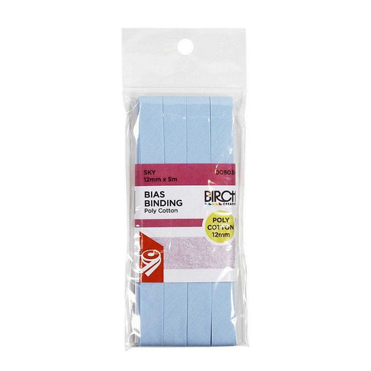 Pack of light blue bias binding with Birch branding.