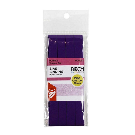 Pack of purple bias binding with Birch branding.