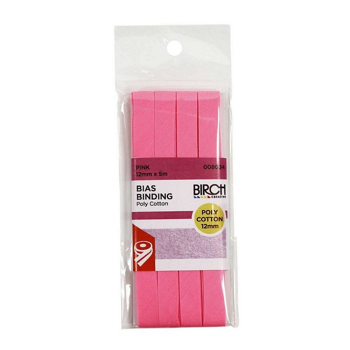 Pack of pink bias binding with Birch branding.