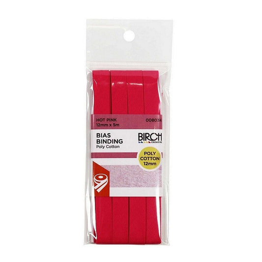 Pack of hot pink bias binding with Birch branding.