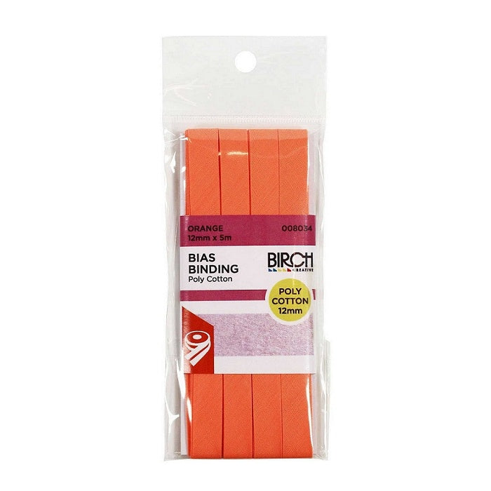 Pack of orange bias binding with Birch branding.