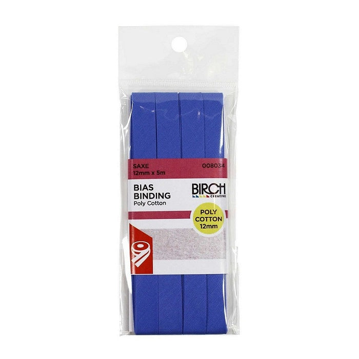 Pack of bright royal blue bias binding with Birch branding.