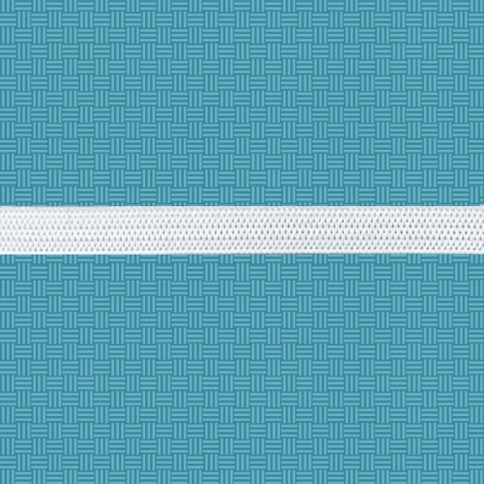 Sample of white elastic on a green background.