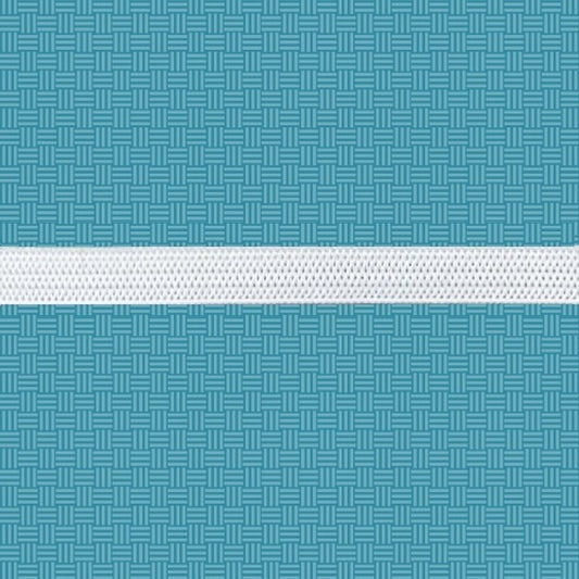 Sample of white elastic on a green background.