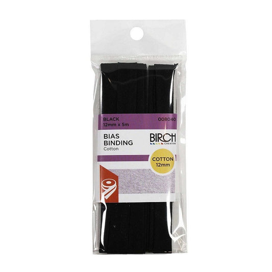 Packaged black cotton bias.