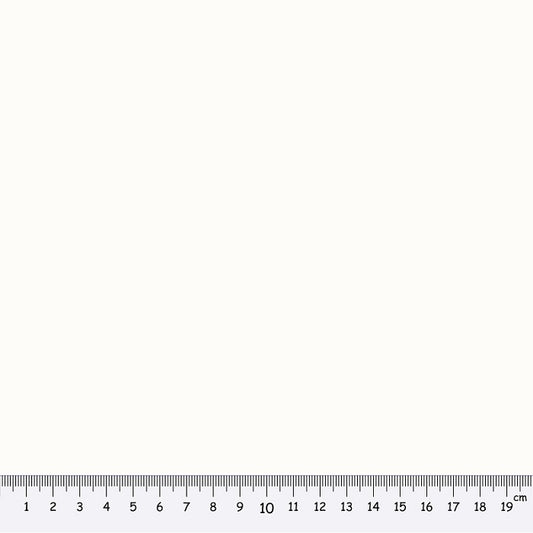 Off white fabric swatch with a ruler at the bottom for scale.