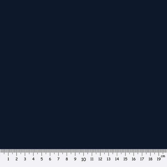 Navy fabric swatch with a ruler at the bottom for scale.