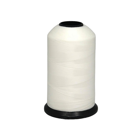 Mini cone of white bobbin fill thread.