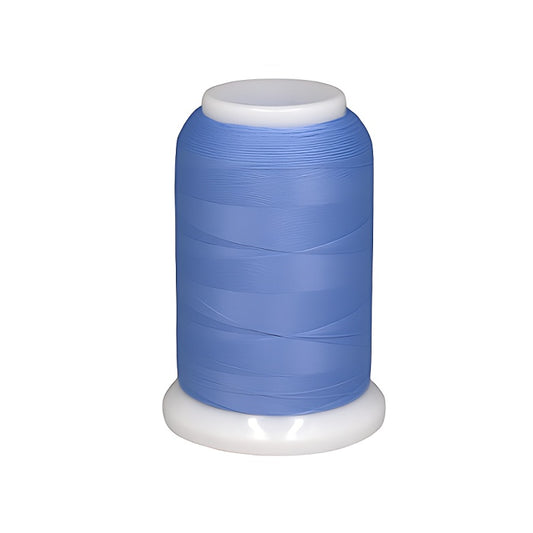 Spool of blue woolly nylon thread.