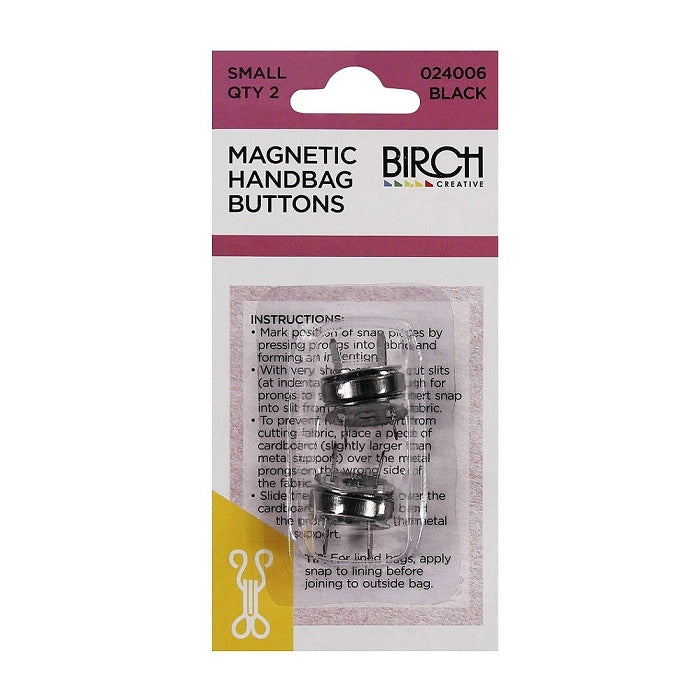 Packaged magnetic black bag buttons.