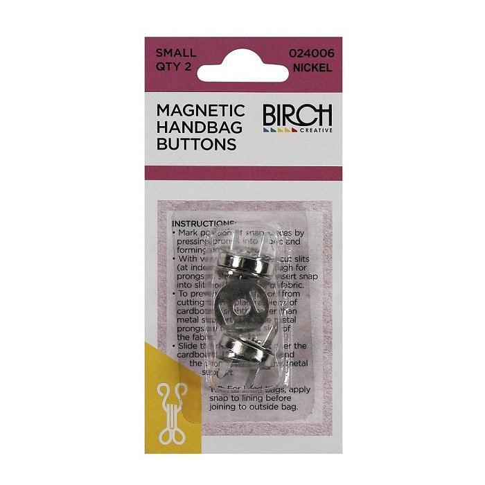 Packaged magnetic nickel bag buttons.