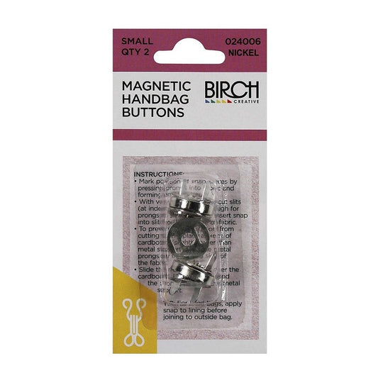 Packaged magnetic nickel bag buttons.