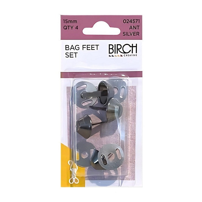 Pack of four sets of silver bag feet.