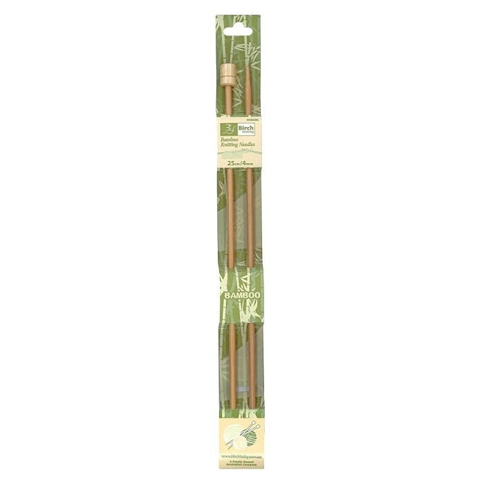 Pack of single pointed 4.00mm bamboo knitting needles with Birch branding.